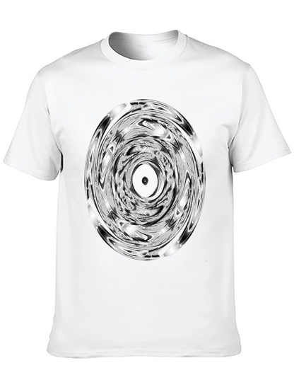 Camiseta Negra con Diseño Circular Abstracto