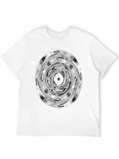 Camiseta Negra con Diseño Circular Abstracto