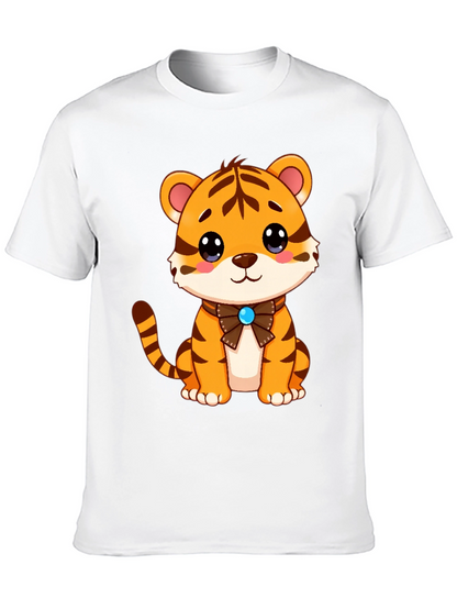 Camiseta Negra con Diseño de Tigre Adorable