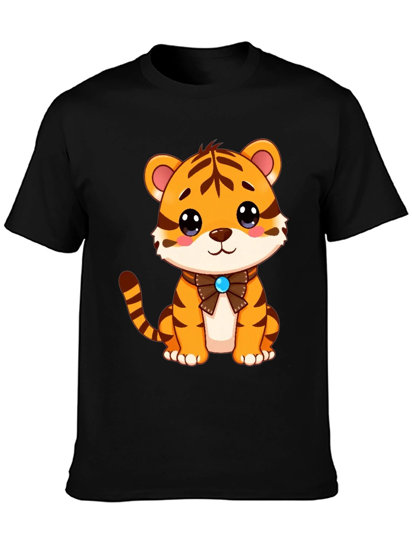 Camiseta Negra con Diseño de Tigre Adorable