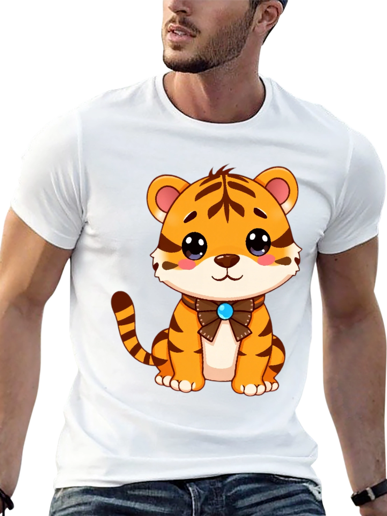 Camiseta Negra con Diseño de Tigre Adorable