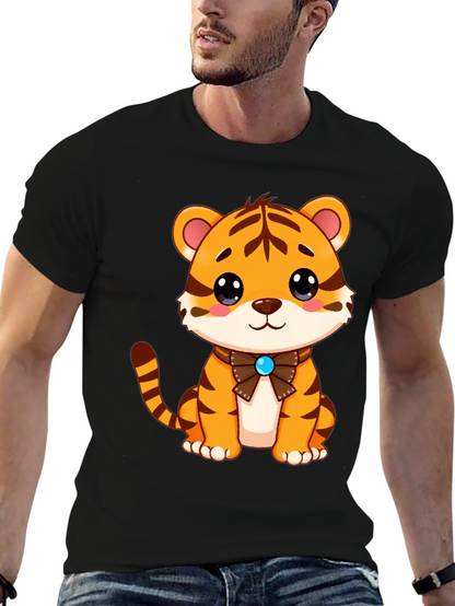 Camiseta Negra con Diseño de Tigre Adorable