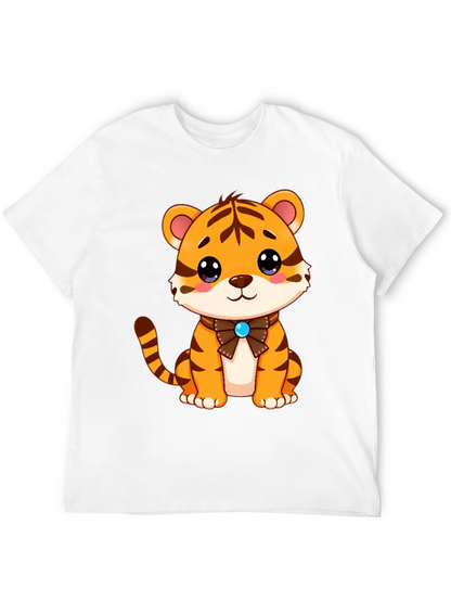Camiseta Negra con Diseño de Tigre Adorable