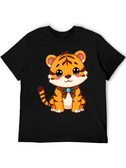 Camiseta Negra con Diseño de Tigre Adorable