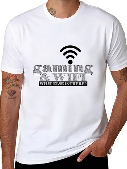Camiseta Negra Gaming & WiFi para Gamers
