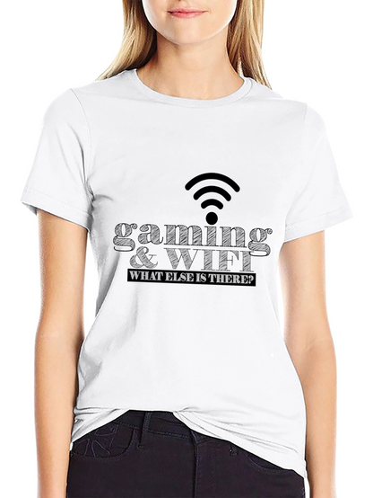Camiseta Negra Gaming & WiFi para Gamers