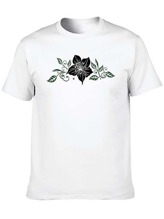 Camiseta Negra con Diseño Floral Elegante