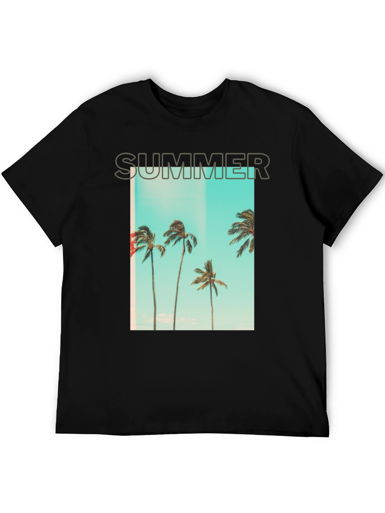 Camiseta Negra de Verano con Palmeras