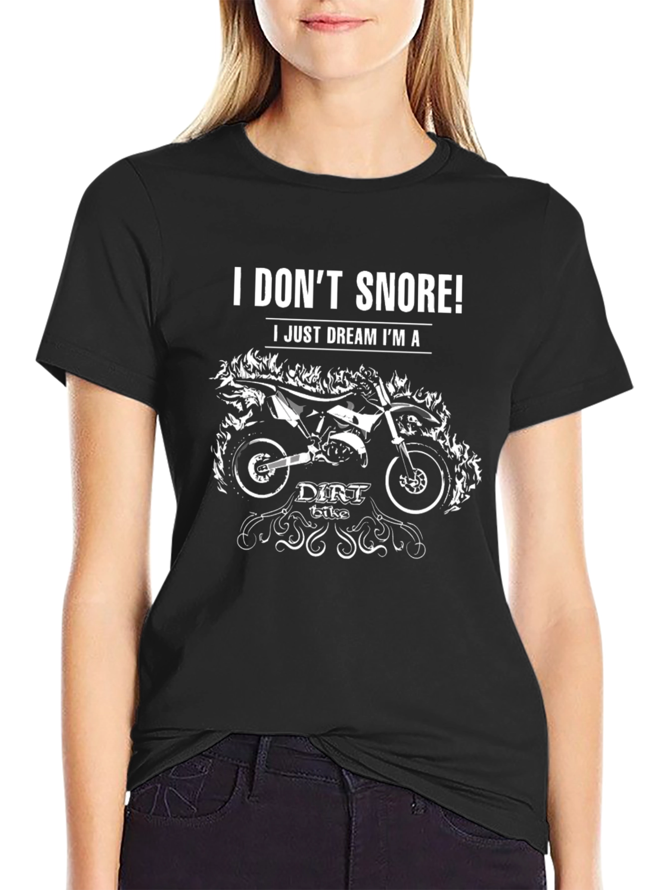 Camiseta Negra: ¡No Ronco! Sueño con Motos