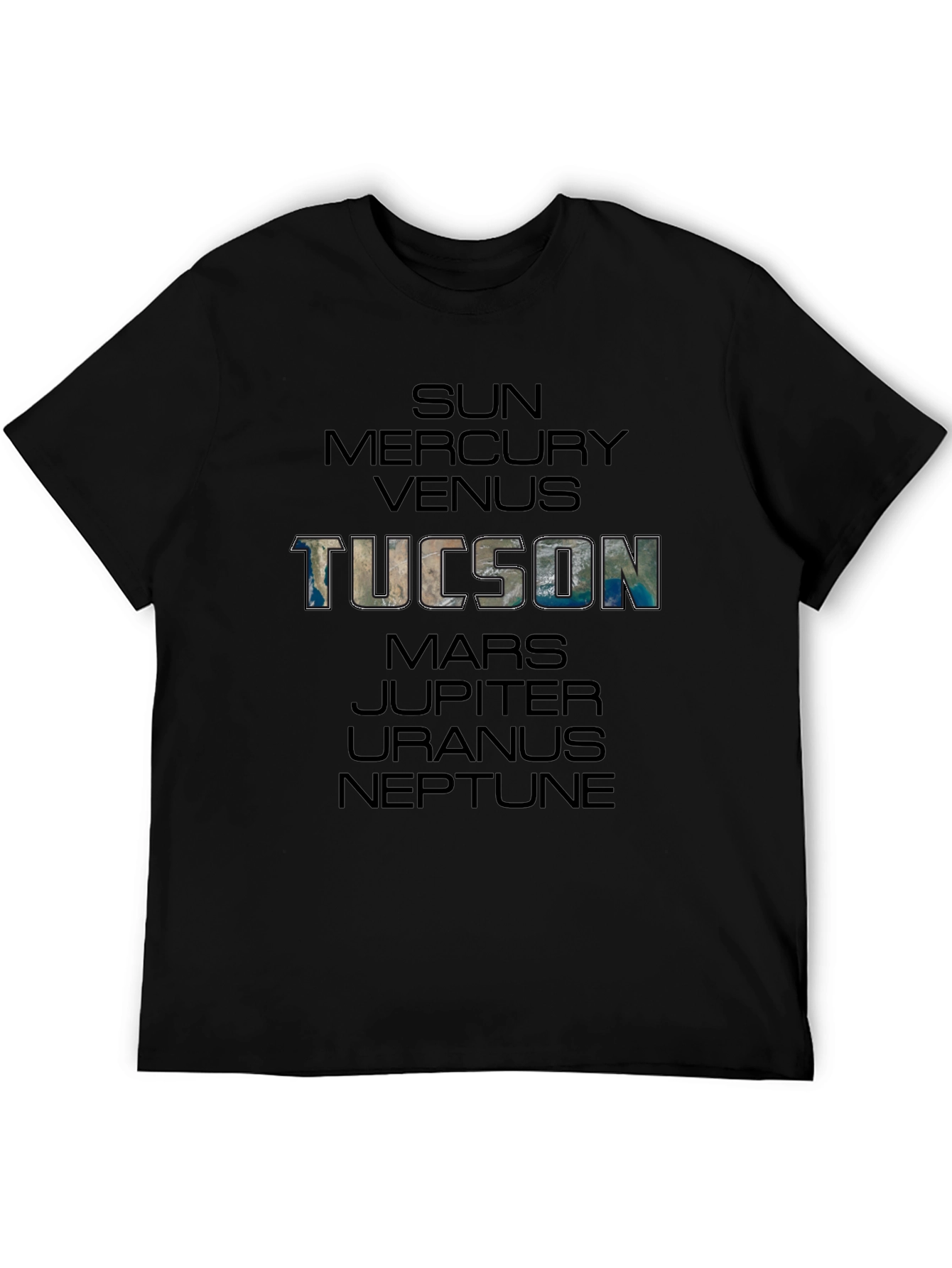 Camiseta Unisex Negra: Tucson y Planetas
