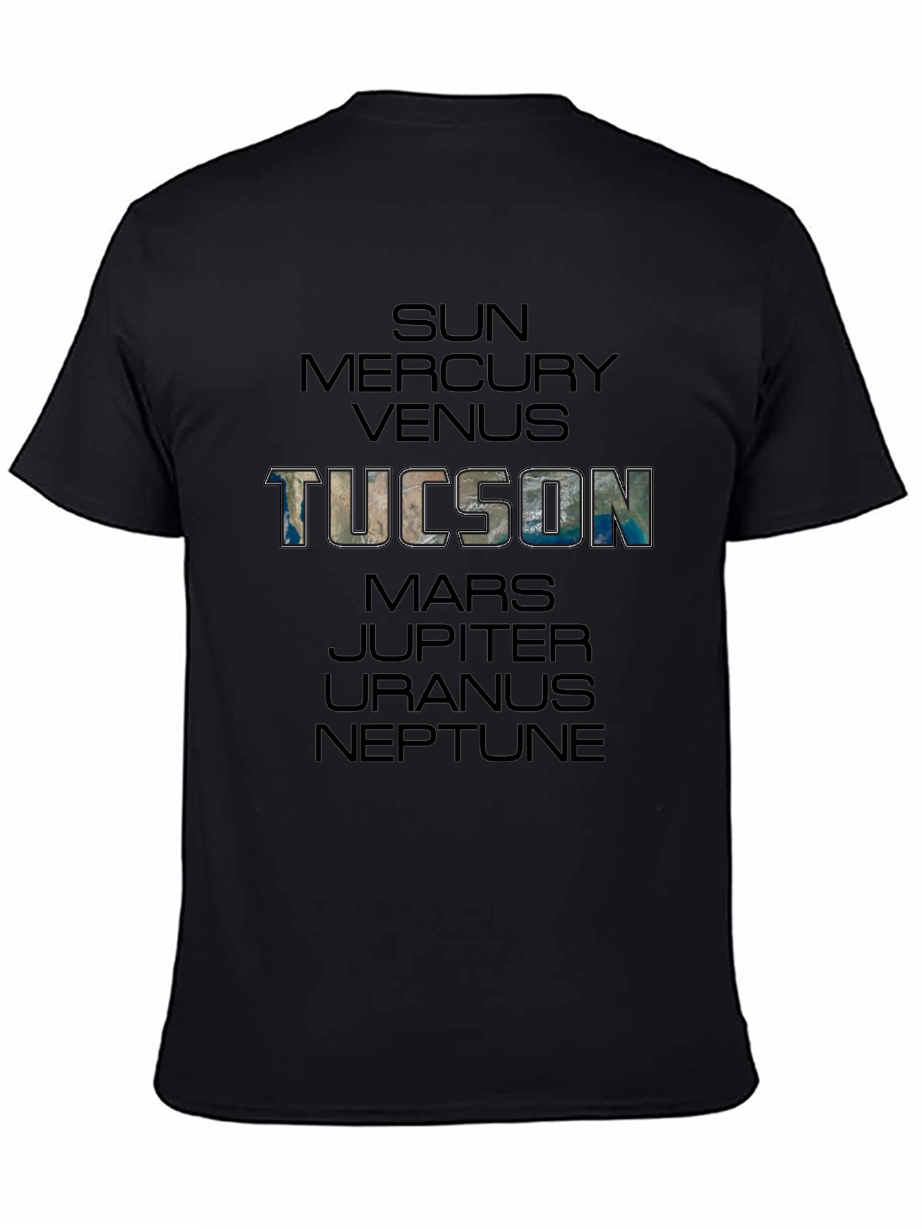 Camiseta Unisex Negra: Tucson y Planetas
