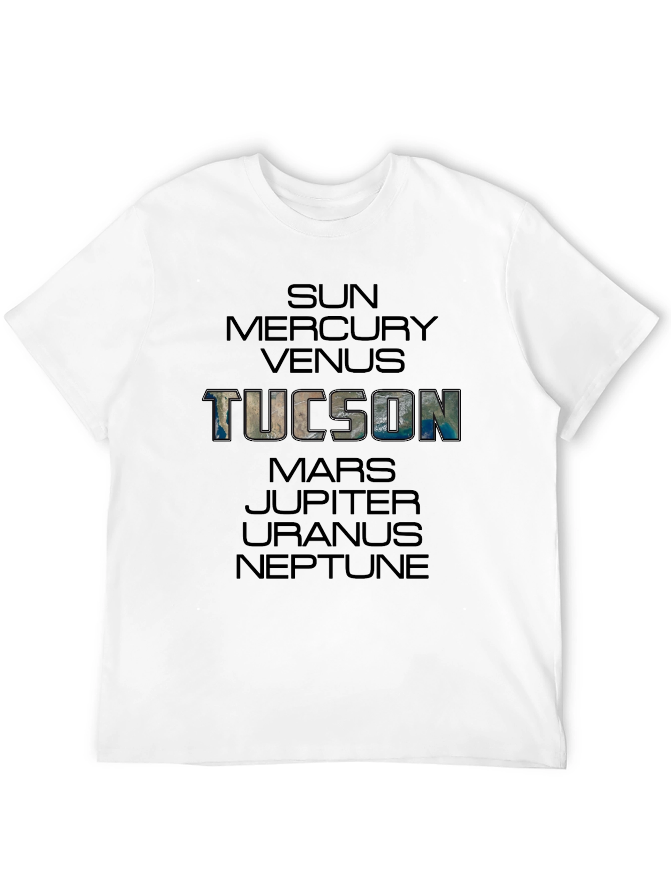 Camiseta Unisex Negra: Tucson y Planetas