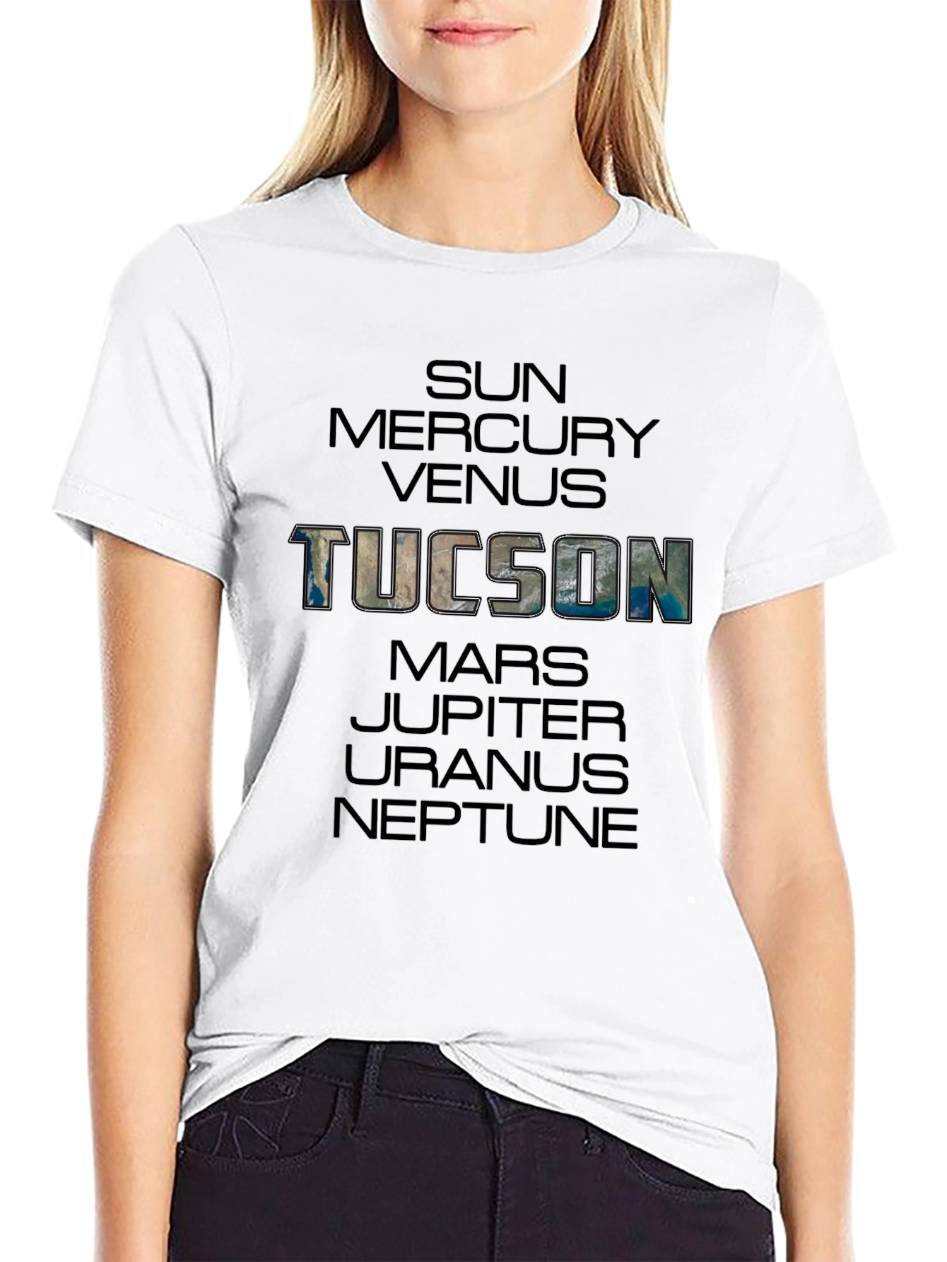Camiseta Unisex Negra: Tucson y Planetas