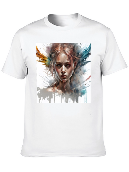 Camiseta Negra con Diseño Artístico de Mujer