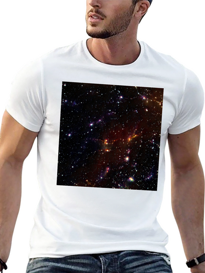 Camiseta Negra Estampado Espacio Cósmico