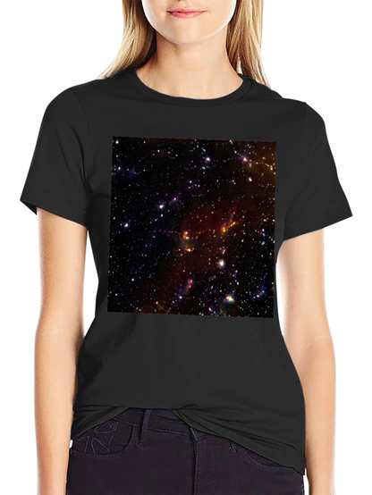 Camiseta Negra Estampado Espacio Cósmico