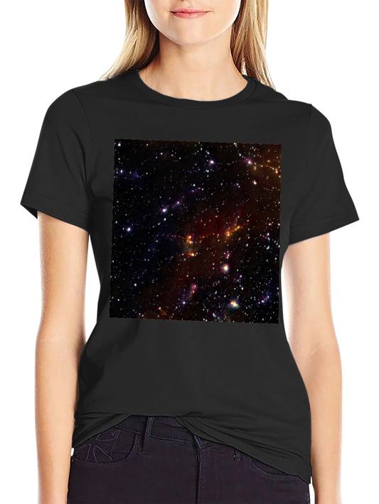 Camiseta Negra Estampado Espacio Cósmico