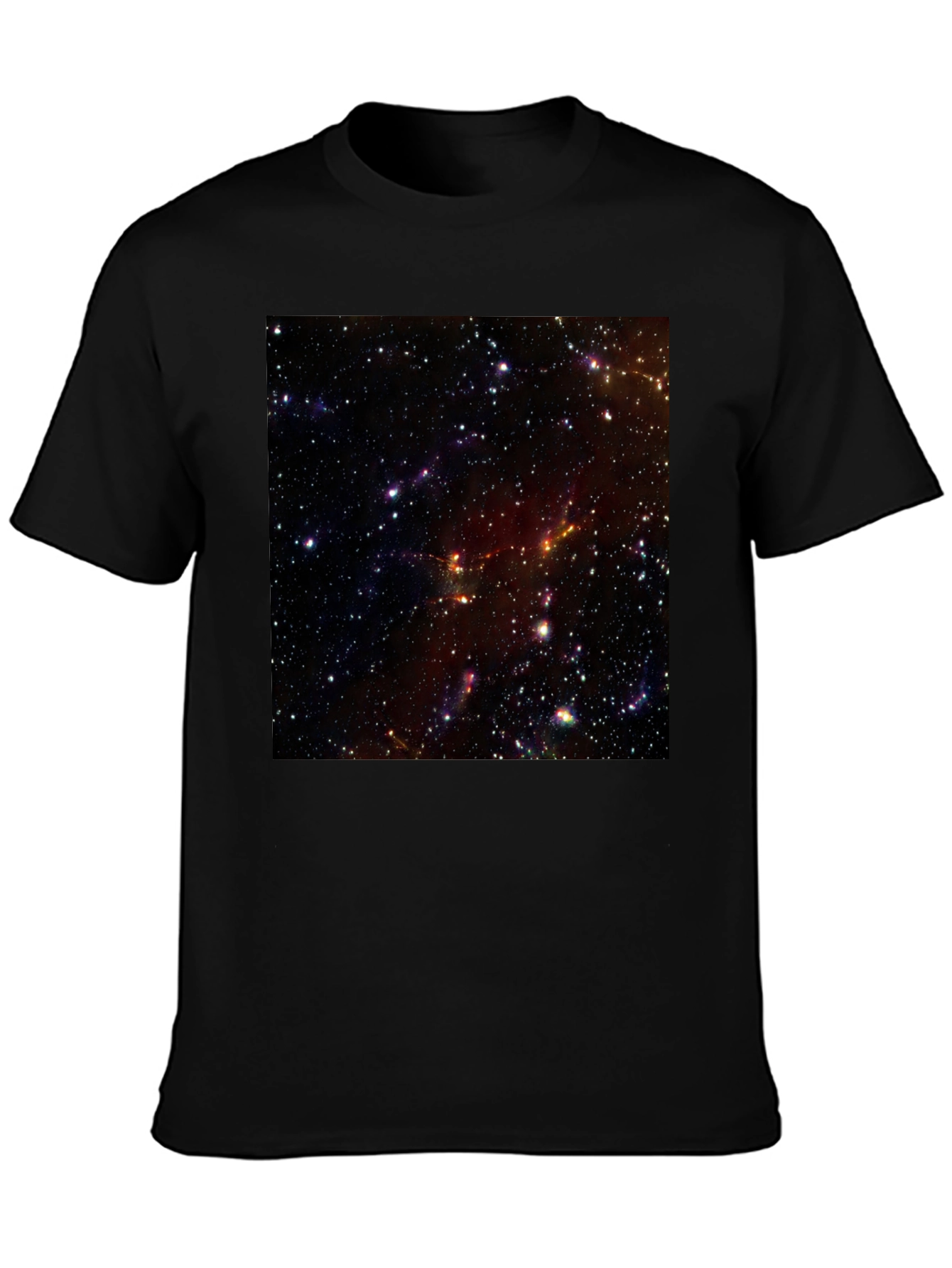 Camiseta Negra Estampado Espacio Cósmico