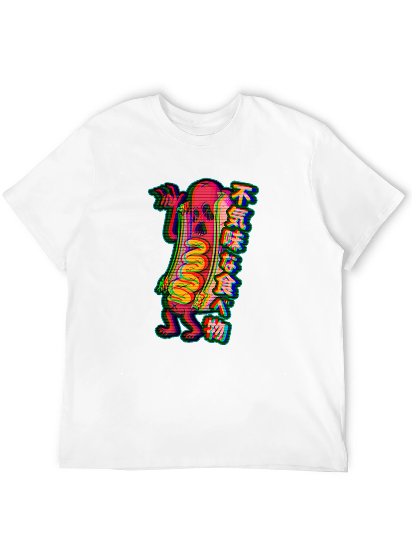 Camiseta Negra con Estampado de Hot Dog Zombie