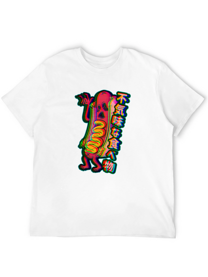 Camiseta Negra con Estampado de Hot Dog Zombie