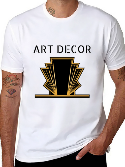 Camiseta Negra Hombre Diseño Art Deco
