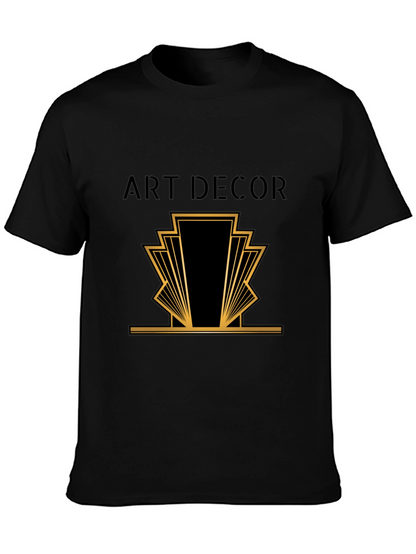 Camiseta Negra Hombre Diseño Art Deco
