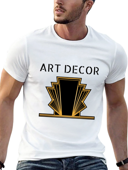 Camiseta Negra Hombre Diseño Art Deco