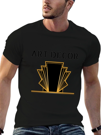 Camiseta Negra Hombre Diseño Art Deco