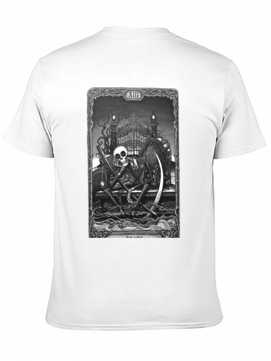 Camiseta Negra con Diseño de Carta de Tarot: La Muerte