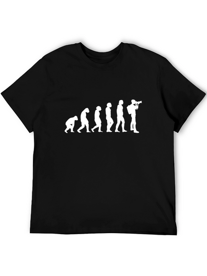 Camiseta Negra Evolución Fotógrafo Hombre Algodón