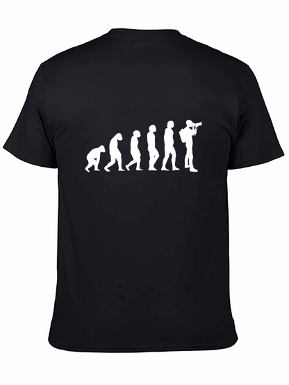 Camiseta Negra Evolución Fotógrafo Hombre Algodón
