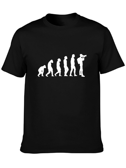 Camiseta Negra Evolución Fotógrafo Hombre Algodón