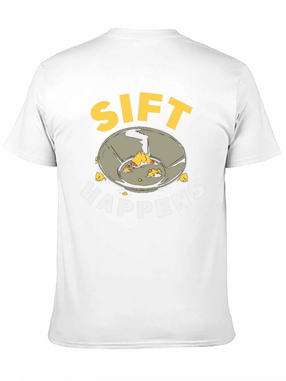 Camiseta Negra Sift Happens para Amantes de la Minería