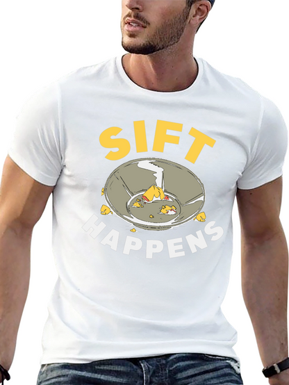 Camiseta Negra Sift Happens para Amantes de la Minería