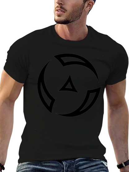 Camiseta Negra Hombre - Diseño Abstracto Circular
