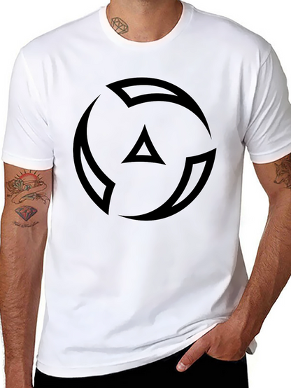 Camiseta Negra Hombre - Diseño Abstracto Circular