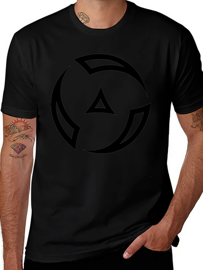 Camiseta Negra Hombre - Diseño Abstracto Circular