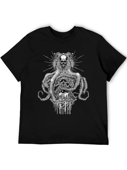 Camiseta Negra: Cráneo Pulpo y Ojo Místico