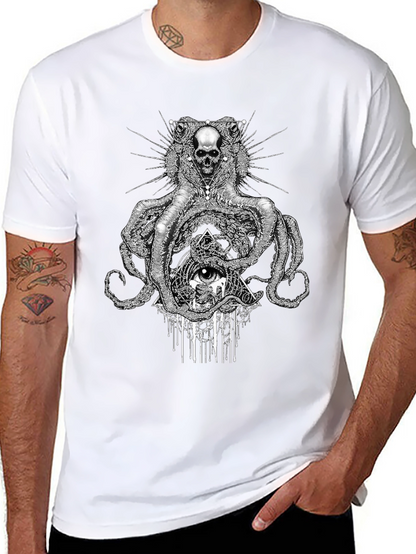 Camiseta Negra: Cráneo Pulpo y Ojo Místico