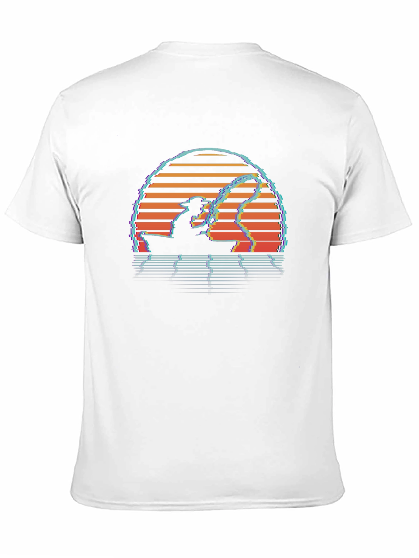 Camiseta Negra Retro Atardecer Pesca