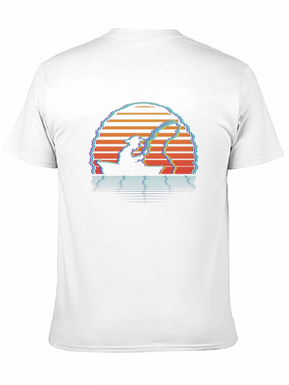 Camiseta Negra Retro Atardecer Pesca