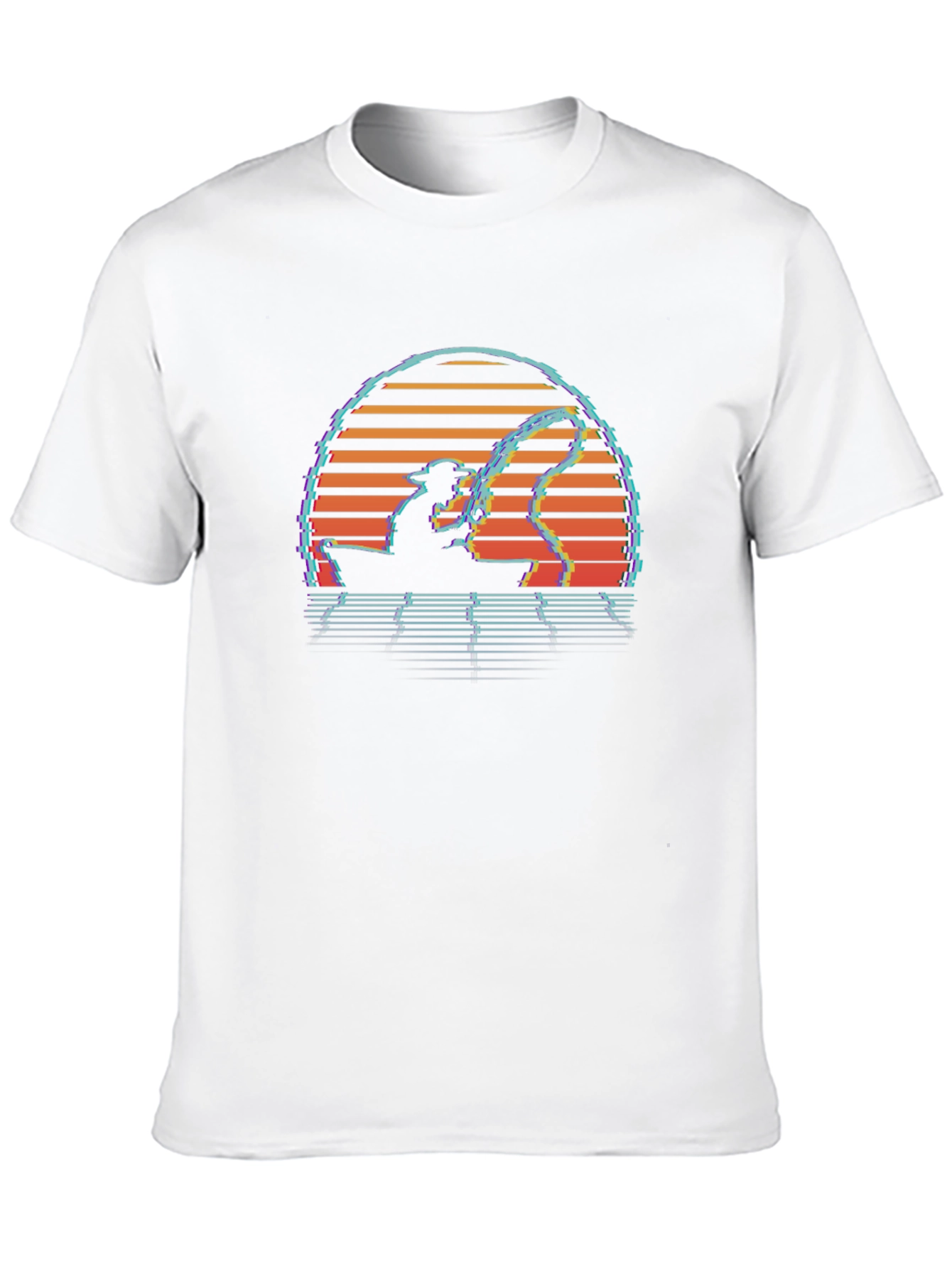 Camiseta Negra Retro Atardecer Pesca