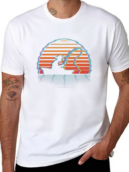 Camiseta Negra Retro Atardecer Pesca