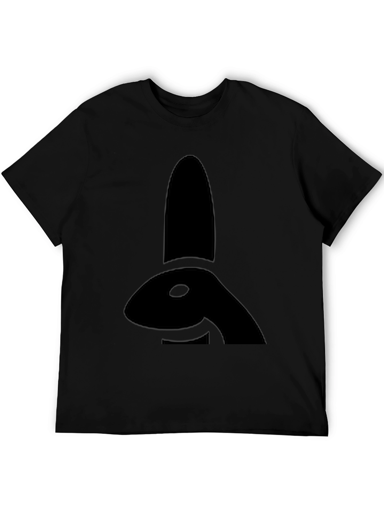 Camiseta Negra con Diseño de Conejo Abstracto