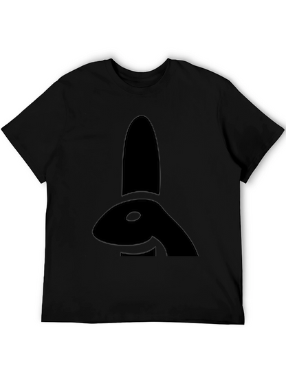 Camiseta Negra con Diseño de Conejo Abstracto