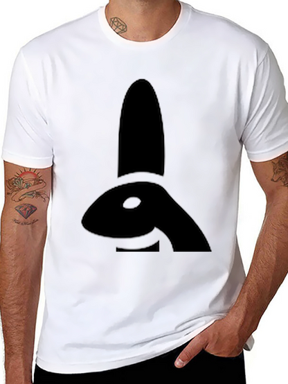 Camiseta Negra con Diseño de Conejo Abstracto