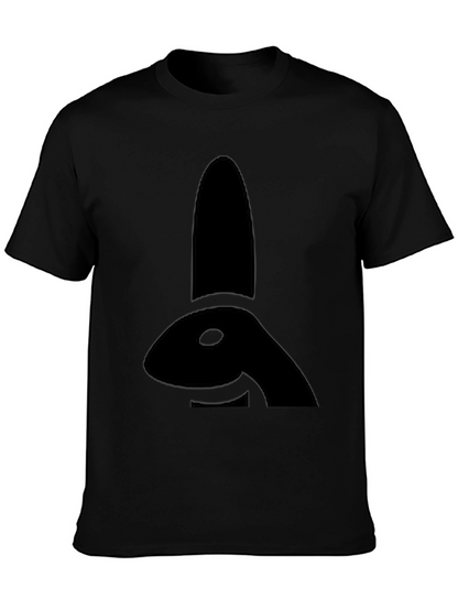 Camiseta Negra con Diseño de Conejo Abstracto
