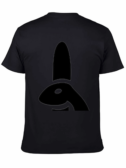 Camiseta Negra con Diseño de Conejo Abstracto