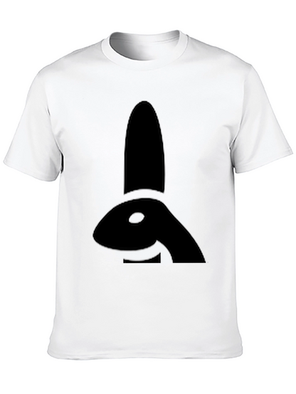 Camiseta Negra con Diseño de Conejo Abstracto