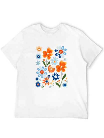 Camiseta Negra con Estampado Floral Retro